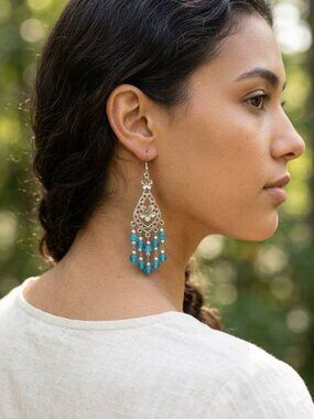 Vintage Tibetan Tassel Dangle Earrings Multicolor Beaded Boho Style